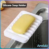 AF Soap Dish Soft Silicone Bathroom Plate Holder Tray Storage White/Gray 1pc