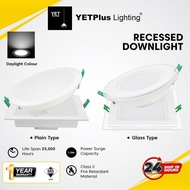 YET PLUS LED Downlight with Glass 12W 18W Square Round / Lampu Siling Rumah High Quality Downlight [