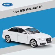 阿米格Amigo│威利 WELLY 1:24 2008 奧迪 Audi A4 白色 黑色 合金車 模型車 車模 預購