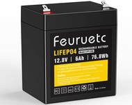 12V 6Ah LiFePO4 Lithium Battery - Built-in 6A BMS, Energy Storage, 1500-5000 Rechargeable Deep Cycle