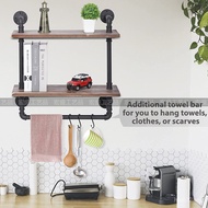 Bookcase Solid Wood American Bookshelf Partition Shelf LOFT Shelf Retro Iron Shelf Double-Layer Soli