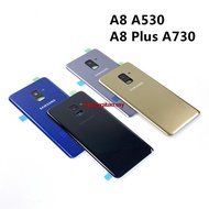 Hapmy-SAMSUNG Galaxy A8 A530 A8 plus A730 Back Glass Battery Cover Rear Door Housing Case For SAMSUNG A8 2018 Back Glass Cover