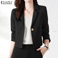 ZANZEA Women Korean Daily Employment Long Sleeve Pocket Cutoff Blazer