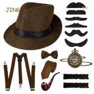 WD 1920s Mens Gatsby Gangster Costume Accessories Set Old Man Costume Grandpa Accessories Set