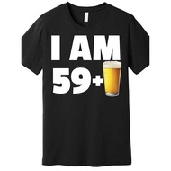 Funny 60th Birthday Beer Celebration Shirt for Men - "I Am 59+2.54cm Birthday Countdown Tee - Black 