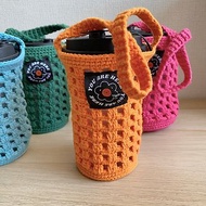 手工編織簍空手提飲料杯袋 (橙色)