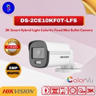 【Ready Stock】HIKVISION DS-2CE10KF0T-FS 3K Smart Hybrid Light ColorVu Fixed Mini Bullet Camera