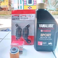 oli Yamalube sport 1Liter + kampas rem depan 3C1 + Filter oli yamaha R15 Vixion Jupiter MX Byson S