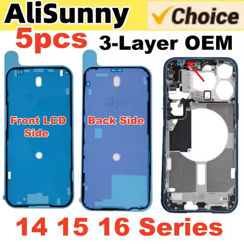 5pcs Waterproof Seal Sticker Back Cover Side For iPhone 16 Plus 15 Pro Max 14 16E Front LCD Display 