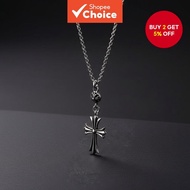 Titanium Steel Vintage Cross Pendant Long Chain Necklace Unisex Gothic Fashion Jewelry