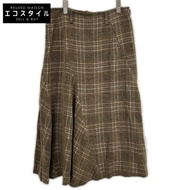 Y's棕色格紋襯裡喇叭裙，2碼 [二手]