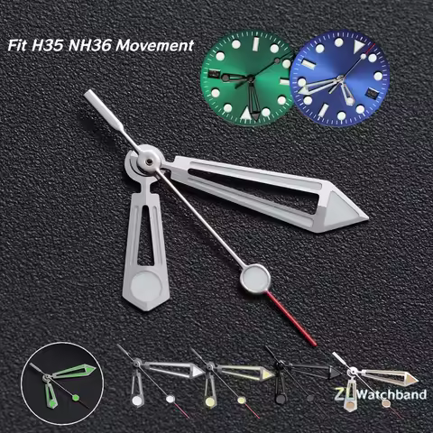 NH35 Watch Hands Green C3 Luminous Watch Pointers Silver Aiguille Seamaster Style for Seiko NH35 NH3