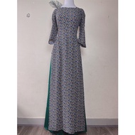 Square neck black floral ao dai