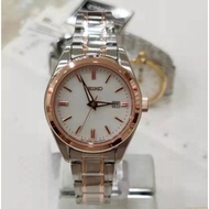 นาฬิกา Seiko รุ่น SUR322P1 นาฬิกาผู้หญิงสายแสตนเลส สองกษัตริย์ ขอบหน้าปัดสี Pink gold กระจกแซฟไฟร์ - ของแท้ ประกันศูนย์ Seiko ไทย