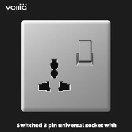 Vollia Rimless Electrical Wall Switch and Socket Panel for Home 1/2/3/4 Gang 1/2 Way Switch for Light Modern Multi Socket with USB 20A Water Heater Switch 3 Pin Power Plug Universal Wall Socket 220V International Switch Off/on Lamp Doorbell/Dimmer Switch