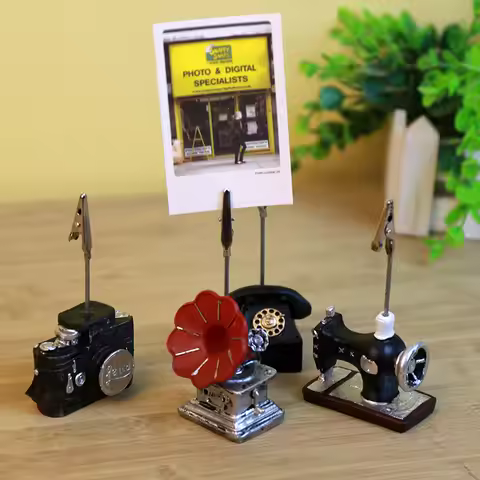 Vintage Memo Clip Holder Paper Sewing Machine Table Number for Photos Notes Business Card Message