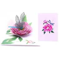 3D Dragonfly Card & Peony – Pop Up Card Handmade F08