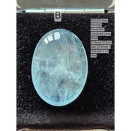 N00239Batu Permata Akuamarin Lombong Lama Brazil.A:6.95ct15.8×10.1×5.6mm.B:20.9ct,21.8×15.6×7.9mm.C: