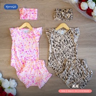 3-15 MONTHS BABY SET JEJE BABY ROMPER INCLUDING HEADBAND by LITTLE KODA (3 IN 1 SET) (SNI) newborn b