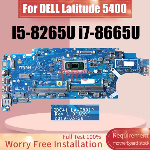 LA-G891P For DELL Latitude 5400 Laptop Motherboard 03CY3R 052T0R I5-8265U I7-8665U Notebook Mainboar
