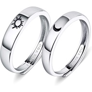Beydodo 925 Siler Rings Custom Adjustable Sun and Moon Matching Rings Engraed I Loe You Couples Ring