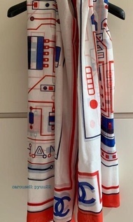 Chanel CC logo cotton and silk Scarf Shawl 圍巾