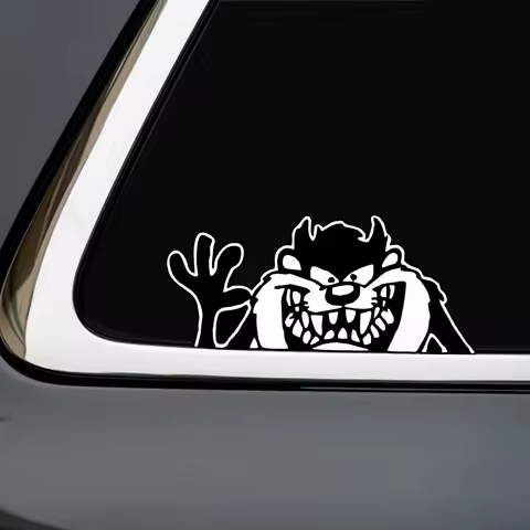 1pc Engraved Devil with Waving Gesture Sticker Interesting Pattern Vinyl Decal for Car Bumpers Truck