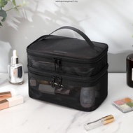 KANGNAI Make Up Organizer Bag, Large Capacity Transparent Mesh Travel Cosmetic Bag, Portable Storage