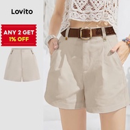 Lovito Casual Shorts Pocket Metal Rivet Summer Shorts for Women L128ED799 Lovito Poto Poto Pocket Me