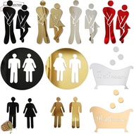 LUSHUN9057990 Funny Washroom Poster Bathroom Door Mirror Surface Decal Woman and Man Toilet Entrance Sign 3D Wall Stickers
