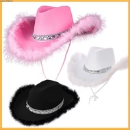 CLEIGHTEENCY Cowgirl Hat Women Fashion Cowboy Accessory Cosplay Performance Sequin Cowgirl Hats