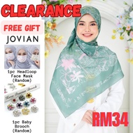 💯 MINAZ HIJAB Free Gift JOVIAN Face Mask Baby Brooch New Clearance Sale RIANG RAYA GREEN Bawal Cotto