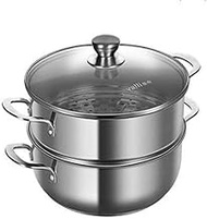 DPWH 304 Stainless Steel Steamer, 26 Cm / 28 Cm Diameter Steamer, 3 Layers Of Thickened Induction Cooker Gas Stove Home Multi-function Steamer, Silver (Color : Silver, Size : 28cm)