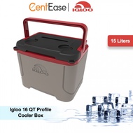 Igloo 16 QT Profile Cooler Box - Bail Handle | 2 Cup Holder in Lid | Blaze Red