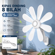 8 Blade Wall Fan Mini Kipas No Drilling Required Space Saving Quiet Silent Flower Fan for Bedroom Of