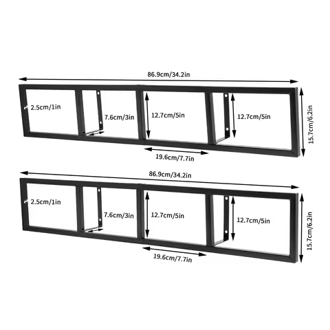 2PCS Wall Mount 34 Inch Media Storage Rack, CD DVD Organizer Metal Shelf, 34 Inch Black Cube Storage