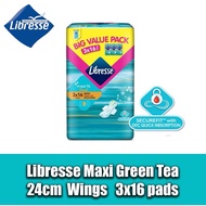 Libresse Maxi Green Tea (Non Wings 24cm 3x20's / Wings 24cm 3x16's / Night &amp; Wider 32cm 3x12's) PAD WANITA