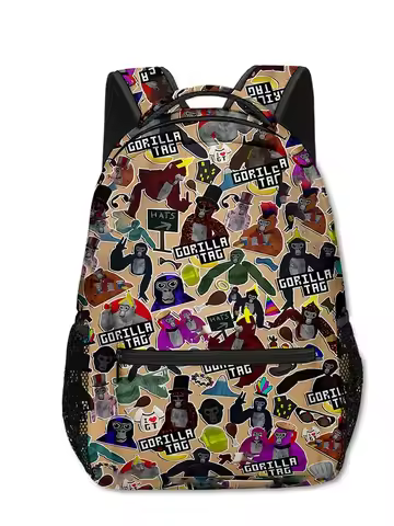 Trendy Popular Funny Gorilla tag student Bookbag Notebook Backpacks 3D Print Oxford Waterproof Boys/