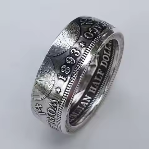 Classic Coin Ring Vintage Morgan Half Dollar "America" Engraved In 1945. We Believe We Will Collect 