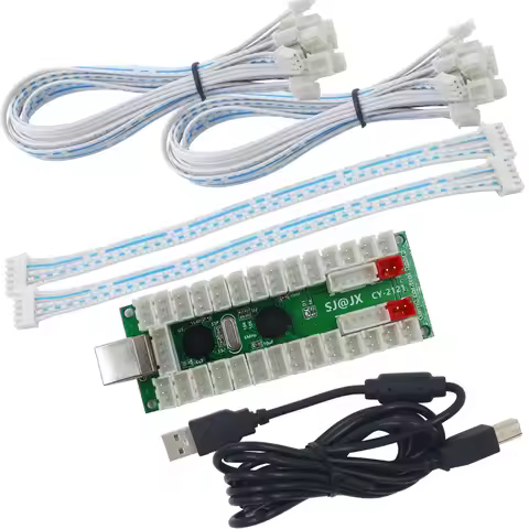 SJ@JX Arcade 2 Player USB Encoder Board LED Arcade Kit Zero Delay for PC Raspberry Pi Retro MAME