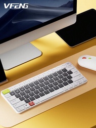 Vfeng 1個5.1無線24g藍牙鍵鼠墊套裝,具有豐富的彩色快捷功能和超薄設計,適用於辦公室、筆記本電腦和家庭桌面的通用鍵盤鼠標墊
