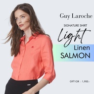 Guy Laroche  เสื้อเชิ๊ตผู้หญิง ไลท์ ลินิน แขนสามส่วน สีส้มแซลมอน (G9T1OR)