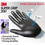 3M SUPER GRIP 200 Polyurethane Nitrile Coated Coating Gloves Smart phone touch(Ready Stock)