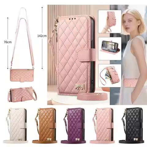 PU Leather Zipper Crossbody Wrist Strap Flip Wallet Phone Case For VIVO V70 FE 5G x300 ultra Y05 Y50
