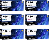 746 Ink Cartridge 300ml (6-Pack, PK/MK/CR/C/M/Y) Replacement for HP 746 Ink Cartridges Kit P2V78A P2