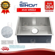 (NANO SILVER) SINOR PREMIUM UMS-4545-NS SUS304 STAINLESS STEEL SINK BOWL