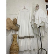 Gamis Syari Ceruty Mix Lace Front and Hands | Busui Syari Gamis | Latest Khimar Gamis Set Do86