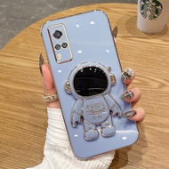 AnDyH 2022 New Design For Vivo Y51 2020 Y31 2020 Y31 2021 Y51A Y53S 4G Case Luxury 3D Stereo Stand Bracket Astronaut Fashion Cute Soft Case