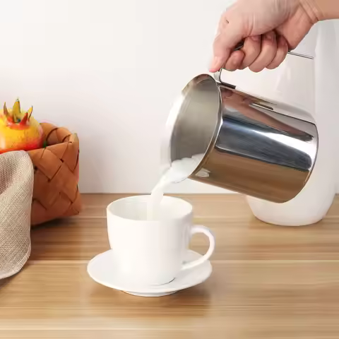 1Pcs Stainless Steel Handmade Milk Frother Manual Double Mesh Creamer for Coffee Latte Hot Chocolate