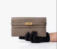 Hermes Kelly long wallet Epsom etoupe ghw 大象灰金扣Epsom長錢包 秒變Kelly to go